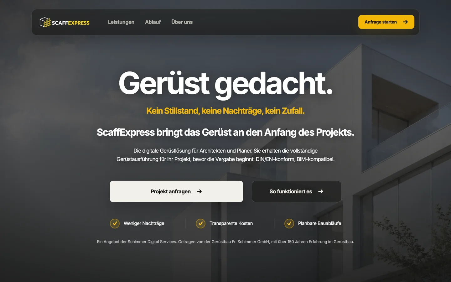 Startseite von scaffexpress.de, Oktober 2026