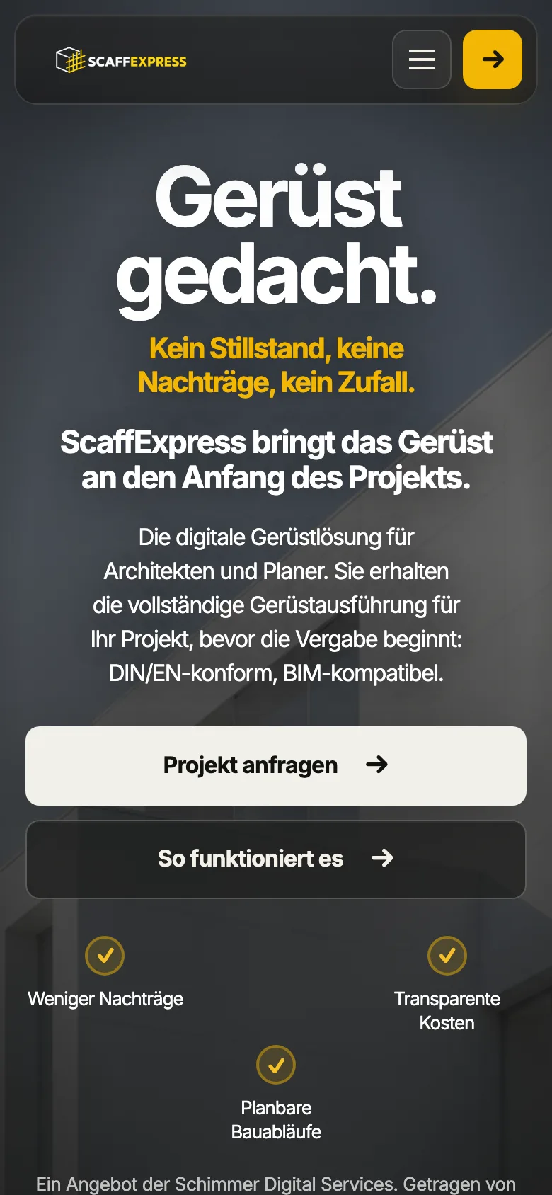 scaffexpress.de auf dem Smartphone